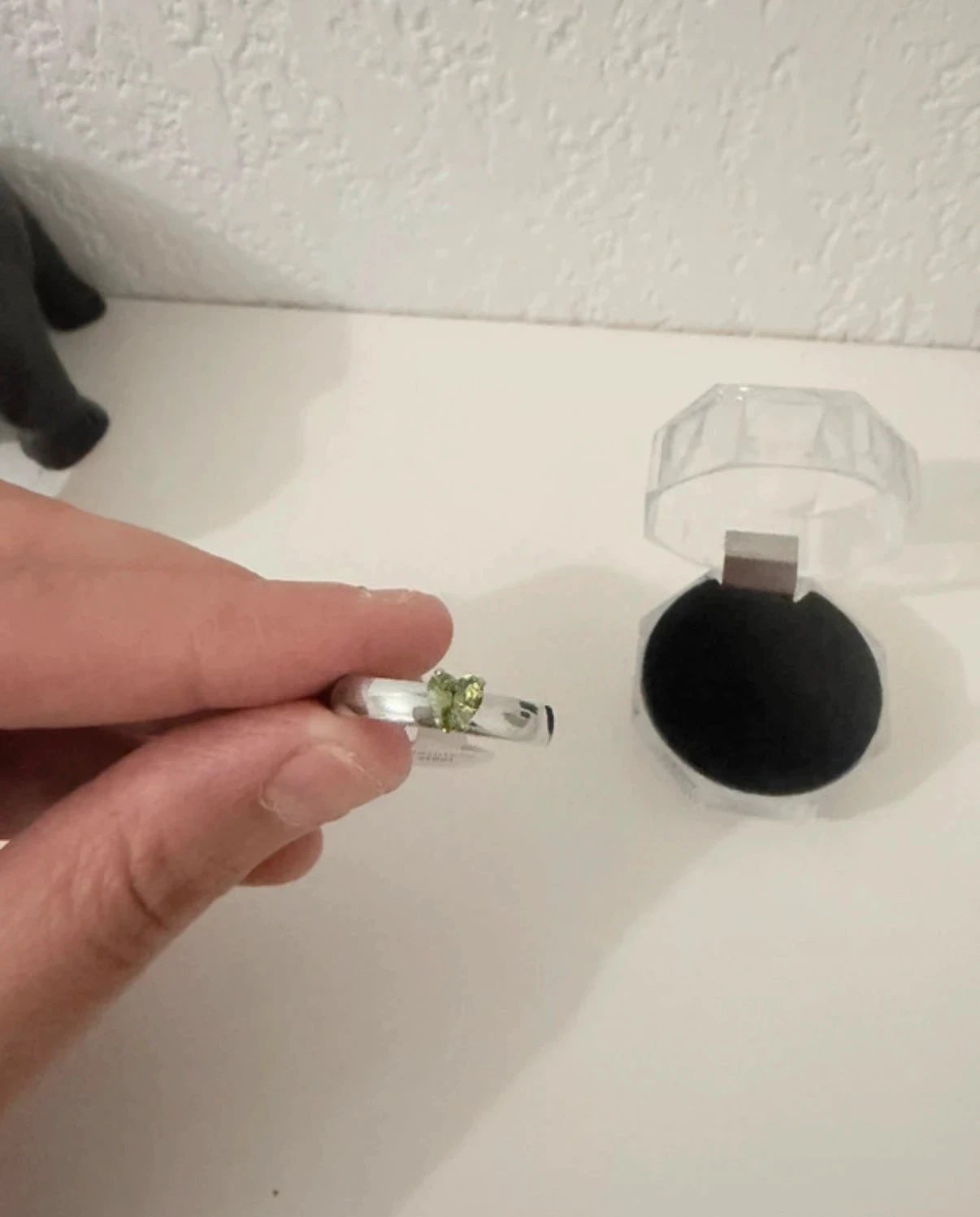 Solitaire Hart Groene Peridoot Ring in Zilveren Roestvrij Staal - Maat 60 (19mm) - Doos Inbegrepen – photo 3
